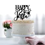 Personalised Happy 21st with Name and Star Cake Topper