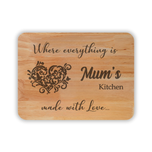 Mum’s kitchen made with love wooden engraved chopping board