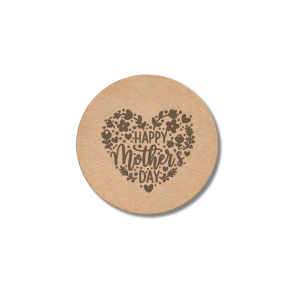 Happy Mother’s Day wooden engraved round coaster heart design
